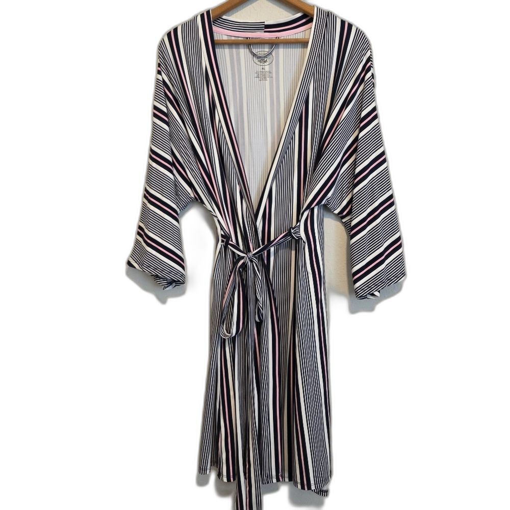 Laura Ashley Striped Robe Tie Front Lightweight Loungewear Sleep Women's XL